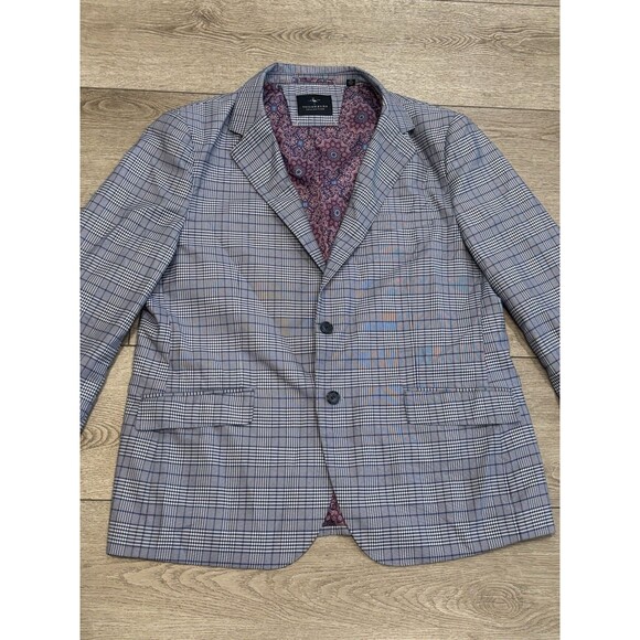 Tailorbyrd Collection Blazer Men’s 46R Blue Plaid Sports Jacket Paisley Lined - Picture 1 of 8